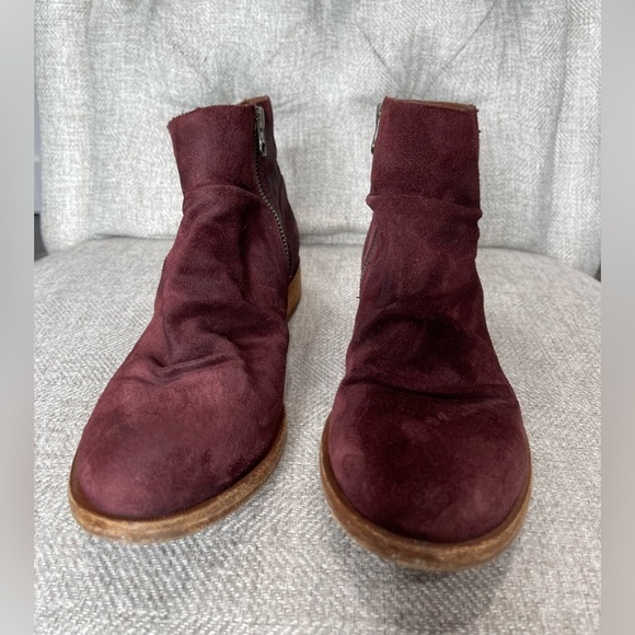 Kork Ease Maroon Suede Ankle Boots womens size 6.5 Leather Side Zip - Picture 2 of 5